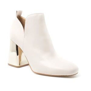 Micheal Kors Dixon Booties - Cream Leather with Gold Heel